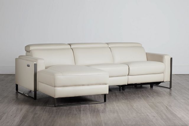 Atlas Taupe Lthr/vinyl Left Chaise Power Reclining Sectional