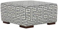 Doric Blue Fabric Accent Ottoman