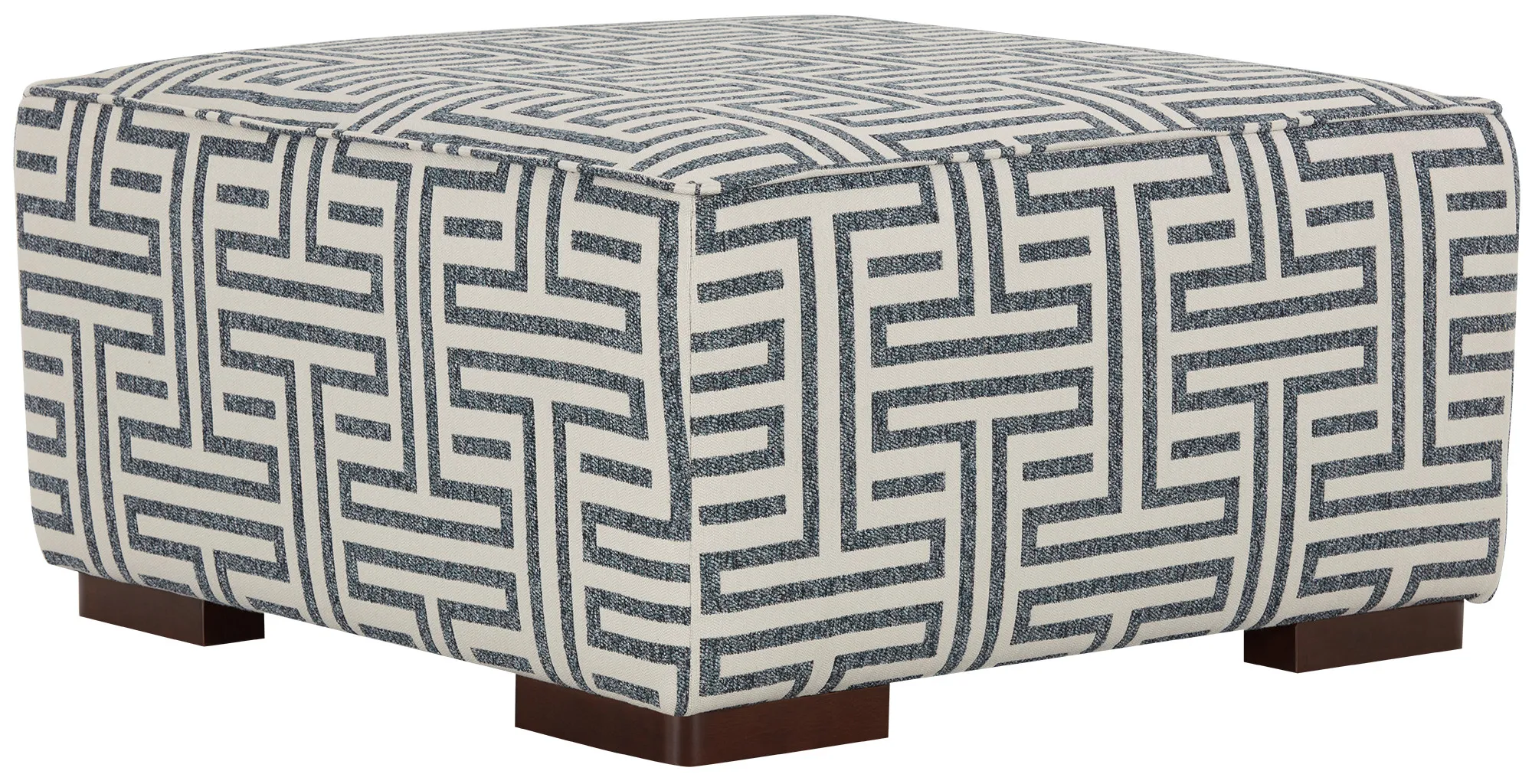 Doric Blue Fabric Accent Ottoman
