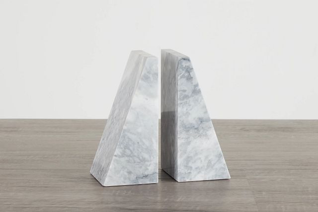 Ludo White Marble Bookends