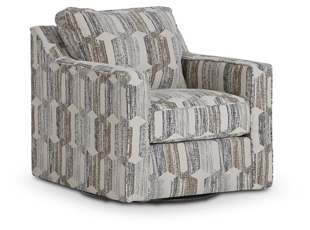 Millie Gray Fabric Swivel Accent Chair (2)
