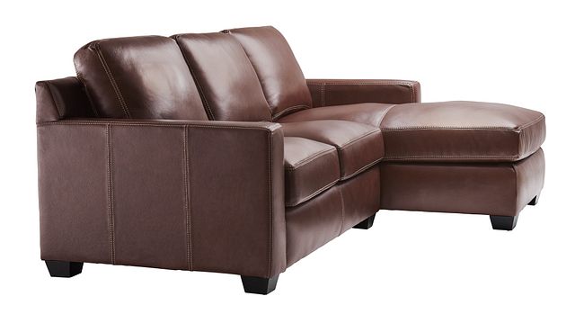 Carson Medium Brown Leather Small Right Chaise Sectional (1)