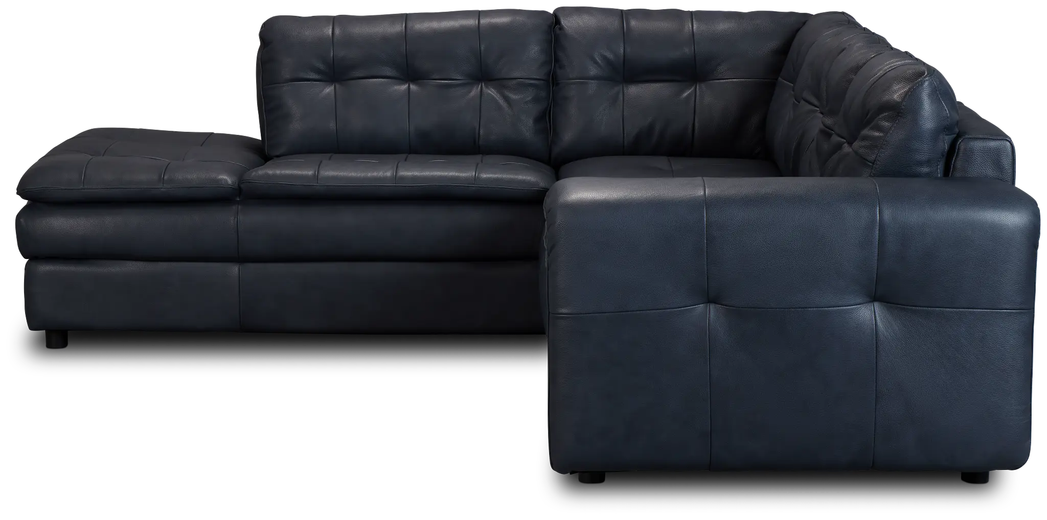 Rowan Navy Leather Small Left Bumper Sectional Rowan Navy Leather Small Left Bumper Sectional
