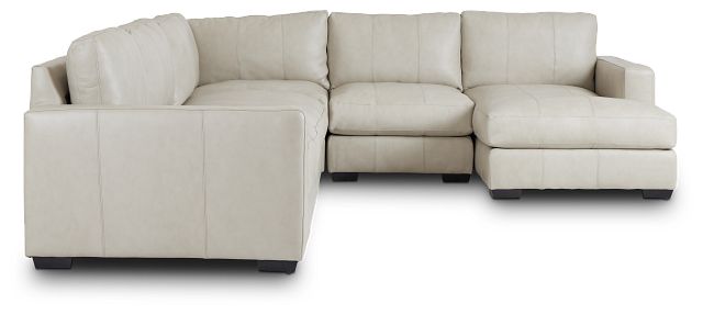 Dawkins Taupe Leather Large Right Chaise Sectional