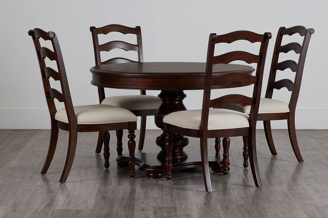 Savannah Dark Tone Round Table & 4 Chairs