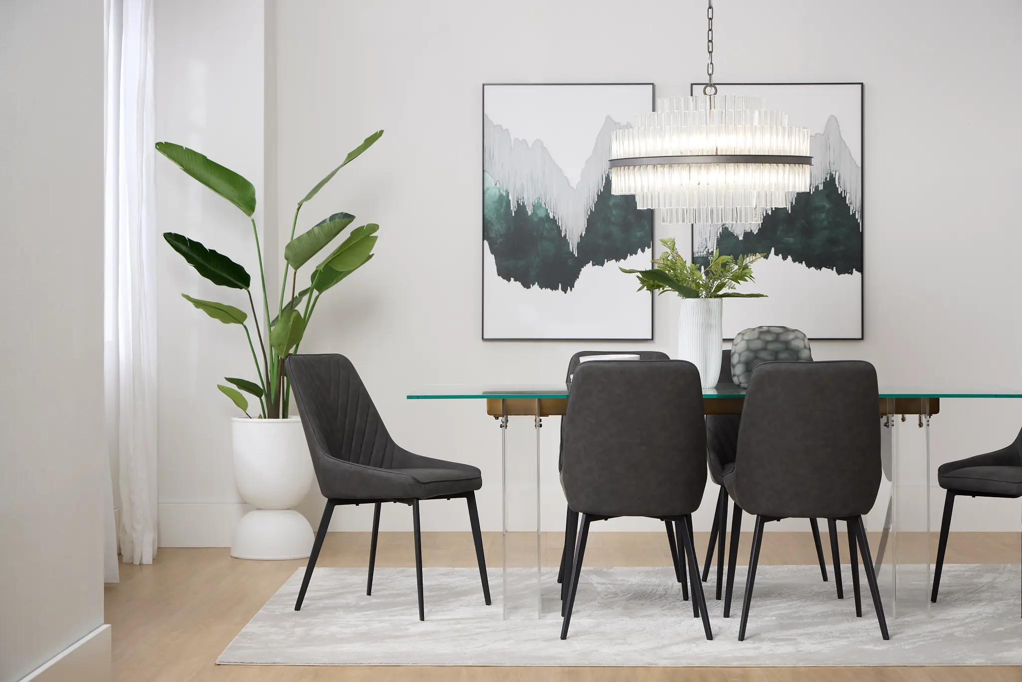 Avondale Glass Rect Table With 6 Upholstered Side Chairs Avondale Glass Rect Table With 6 Upholstered Side Chairs