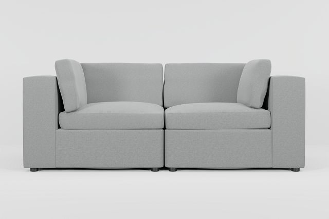 Destin Suave Gray Fabric 2 Piece Modular Sofa