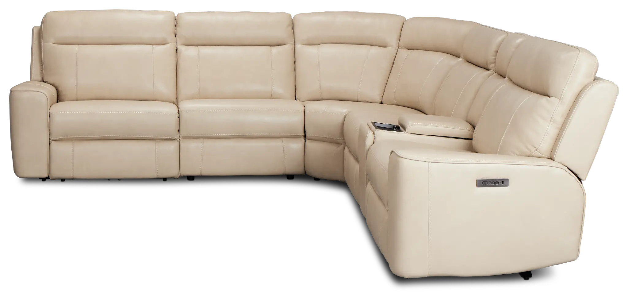Benji Light Beige Lthr/vinyl Medium Triple Power 2-arm Sectional Benji Light Beige Lthr/vinyl Medium Triple Power 2-arm Sectional