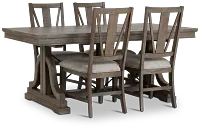 Heron Cove Light Tone Trestle Rectangular Table & 4 Wood Chairs