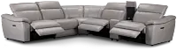 Marion Gray Lthr/vinyl Medium Triple Power 2-arm Sectional