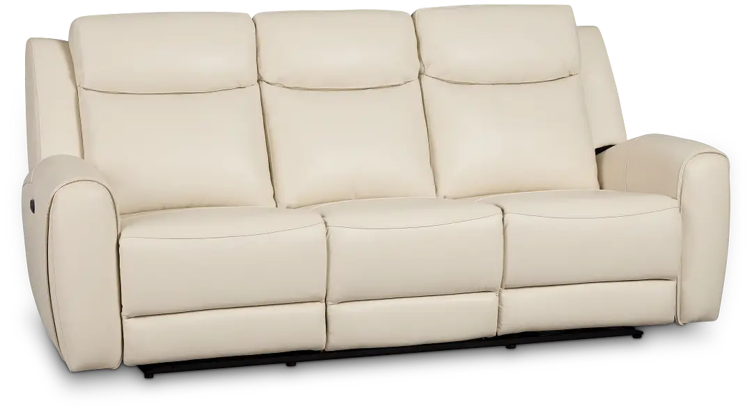 Walker Ivory Lthr/vinyl Power Reclining Sofa W/ Power Headrest Walker Ivory Lthr/vinyl Power Reclining Sofa W/ Power Headrest