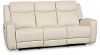 Walker Ivory Lthr/vinyl Power Reclining Sofa W/ Power Headrest