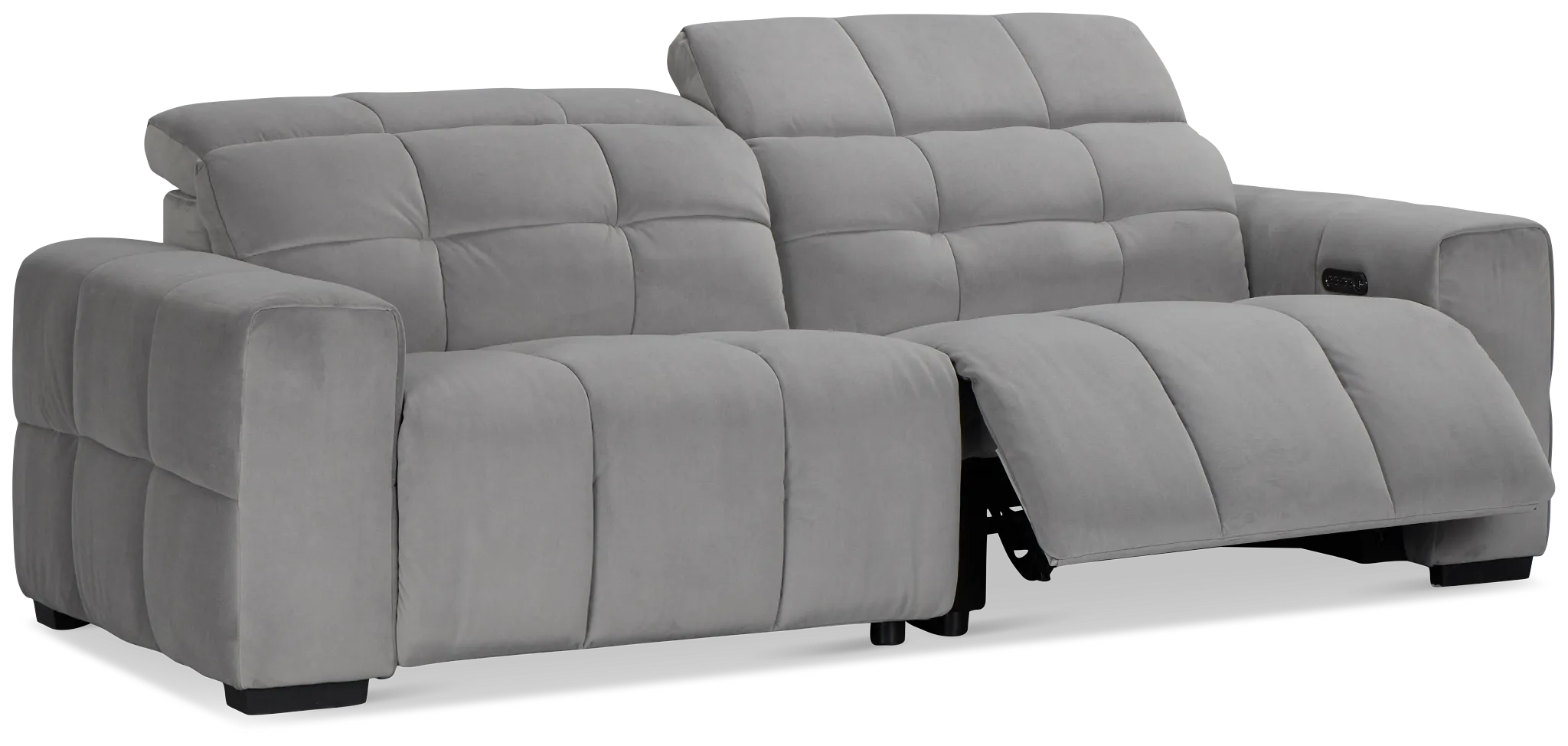 Gemma Light Gray Velvet Power Reclining Sofa