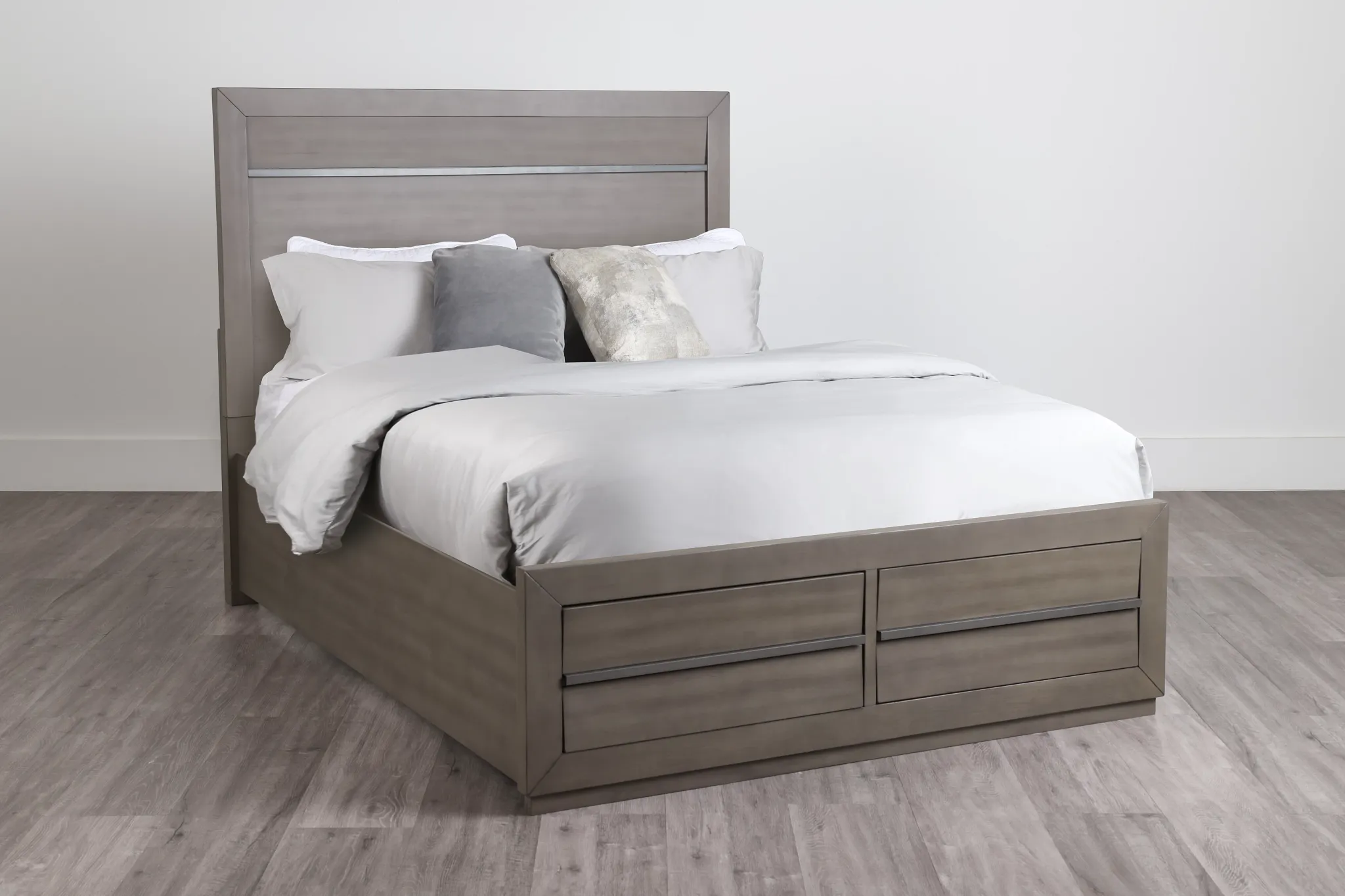Zurich Gray Panel Storage Bed