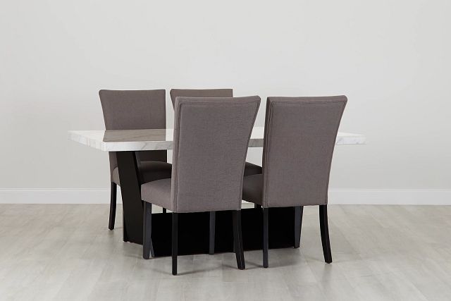 Auburn White Rect Table & 4 Dark Gray Upholstered Chairs (0)
