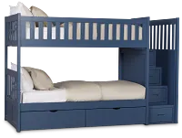 Charleston Dark Blue Step Storage Bunk Bed