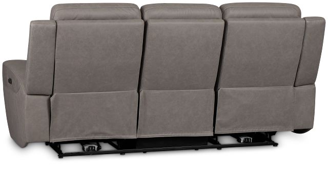 Colton Light Gray Micro Power Reclining Sofa W/ Power Headrest