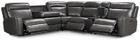 Benji Dark Gray Lthr/vinyl Medium Triple Power 2-arm Sectional