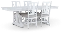 Heron Cove White Trestle Rectangular Table & 4 Wood Chairs