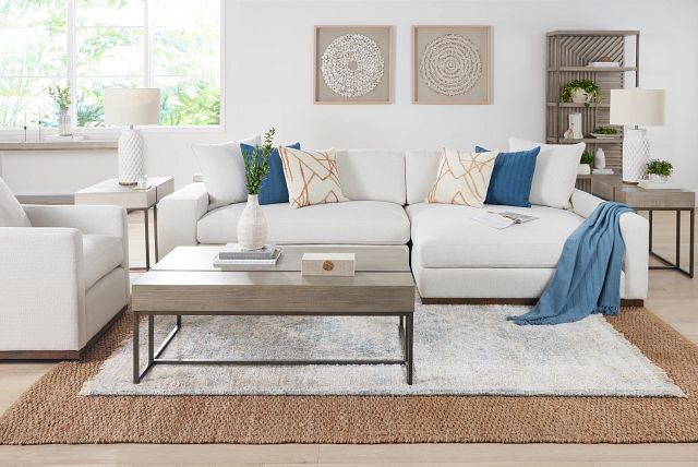 Mckenzie White Fabric Right Chaise Sectional
