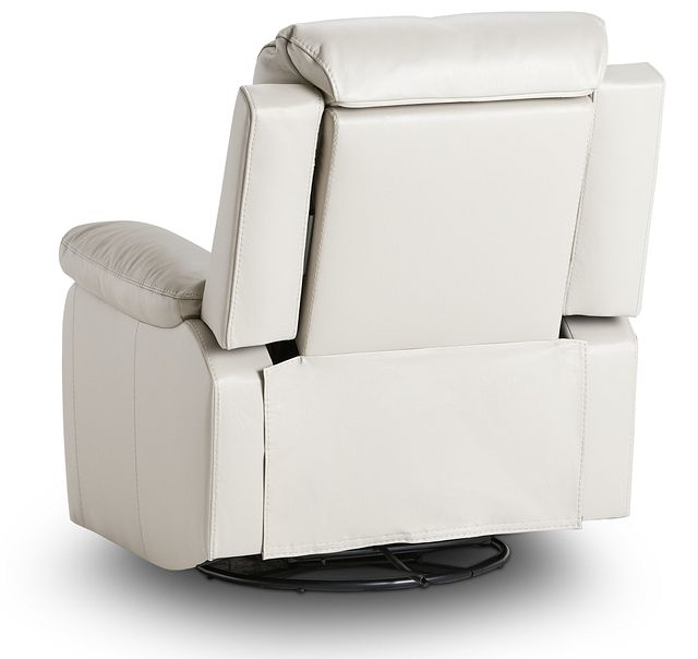 Mason Light Gray Leather Swivel Glider Recliner