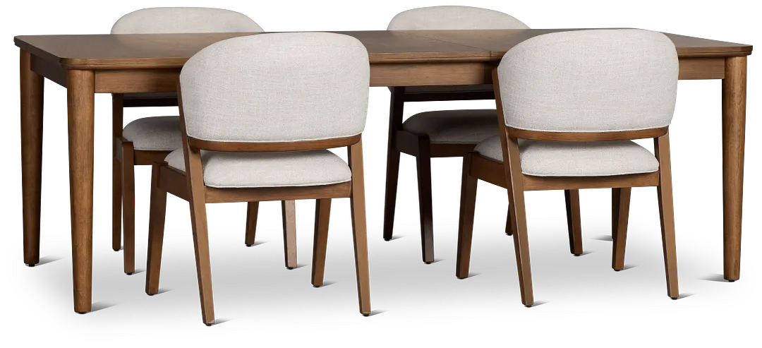 Rockford Light Tone Rect Table & 4 Upholstered Chairs