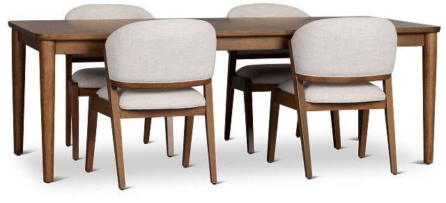 Rockford Light Tone Rect Table & 4 Upholstered Chairs