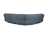 Summit Blue Lthr/vinyl Medium Triple Power 2-arm Sectional