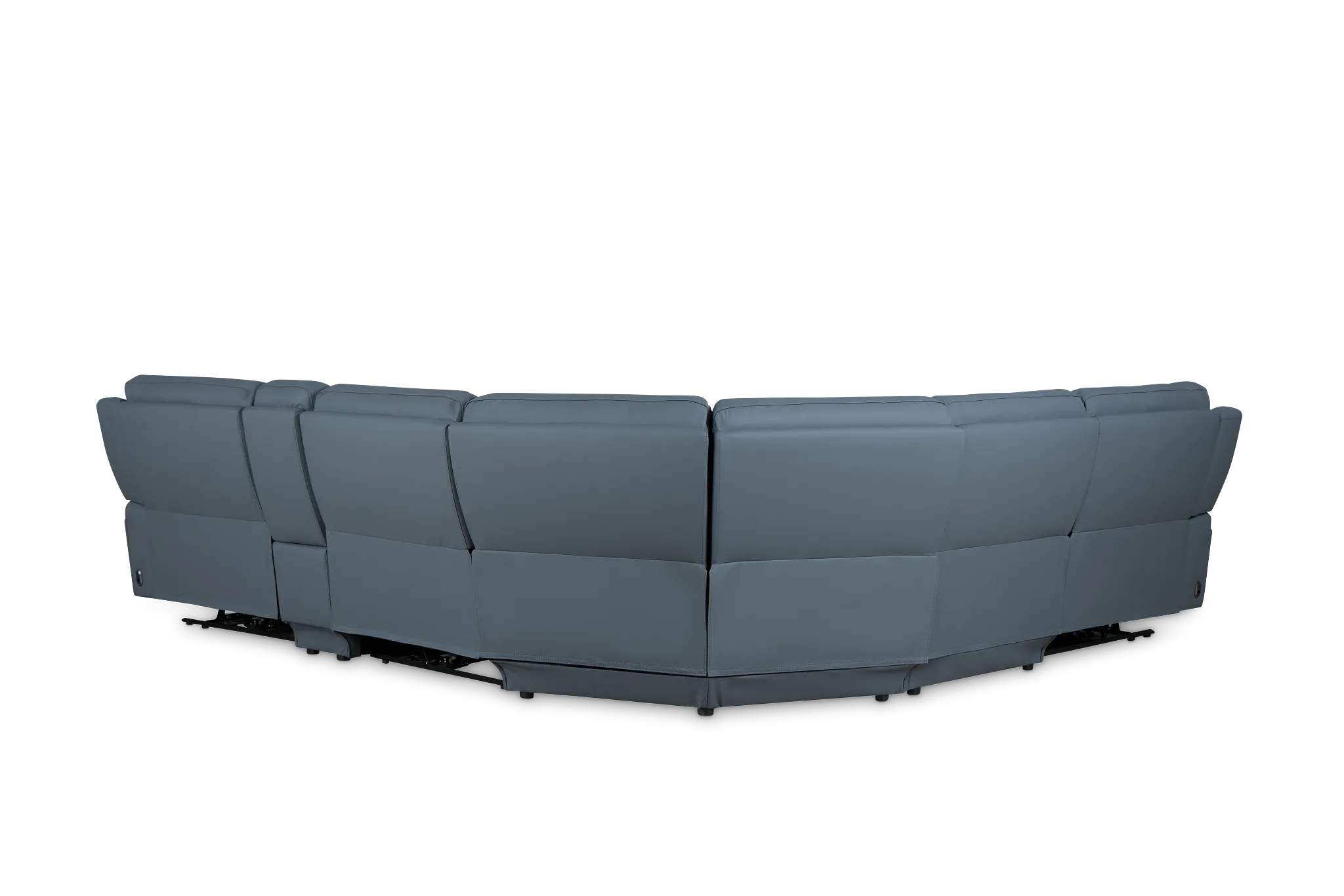 Summit Blue Lthr/vinyl Medium Triple Power 2-arm Sectional