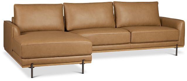 Tessa Light Brown Leather Left Chaise Sectional
