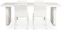 Viscaya White Rect Table & 4 White Upholstered Chairs