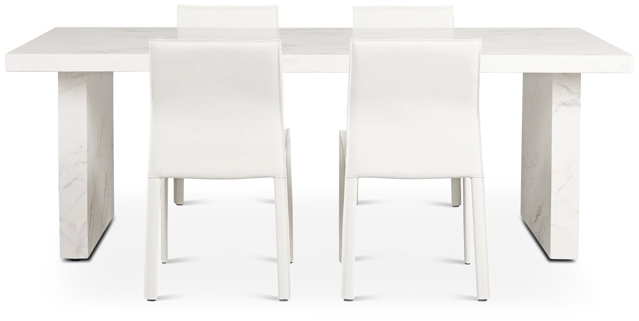 Viscaya White Rect Table & 4 White Upholstered Chairs