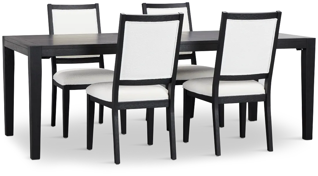 Alden Black Rect Table & 4 Chairs
