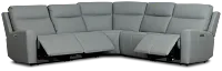 Flexsteel Sterling Blue Leather/Vinyl Small Triple Power Reclining Two-arm Sectional
