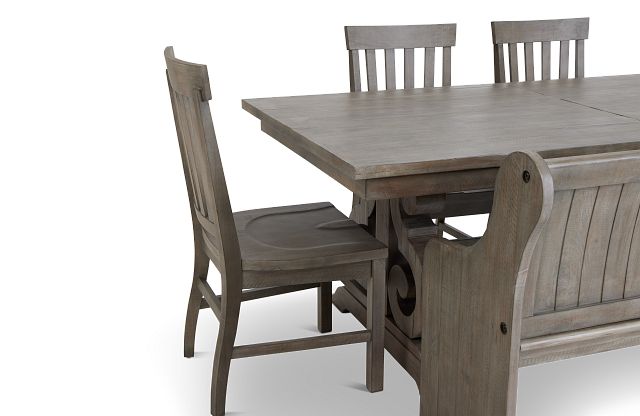 Sonoma Light Tone Trestle Table, 4 Chairs & Bench