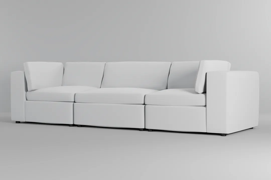 Destin Suave White Fabric 3-piece Modular Sofa