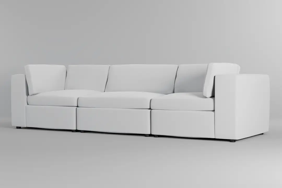 Destin Suave White Fabric 3-piece Modular Sofa Destin Suave White Fabric 3-piece Modular Sofa
