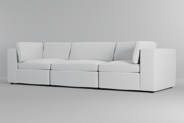 Destin Suave White Fabric 3 Piece Modular Sofa