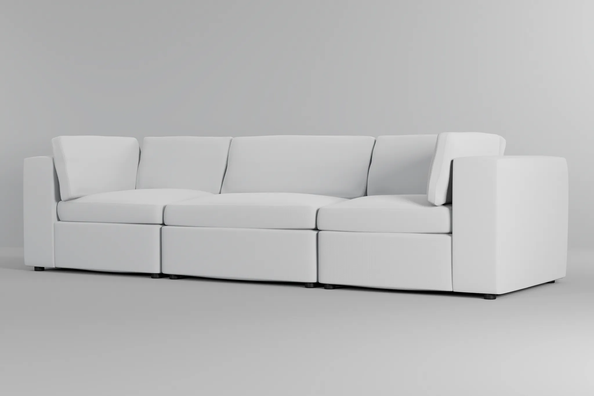 Destin Suave White Fabric 3-piece Modular Sofa