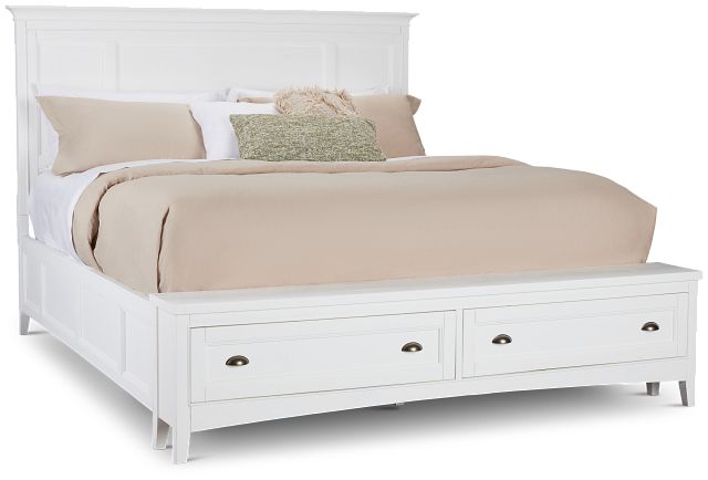 Heron Cove White Panel Bed With Bench