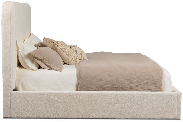 Lyndie Beige Upholstered Platform Bed