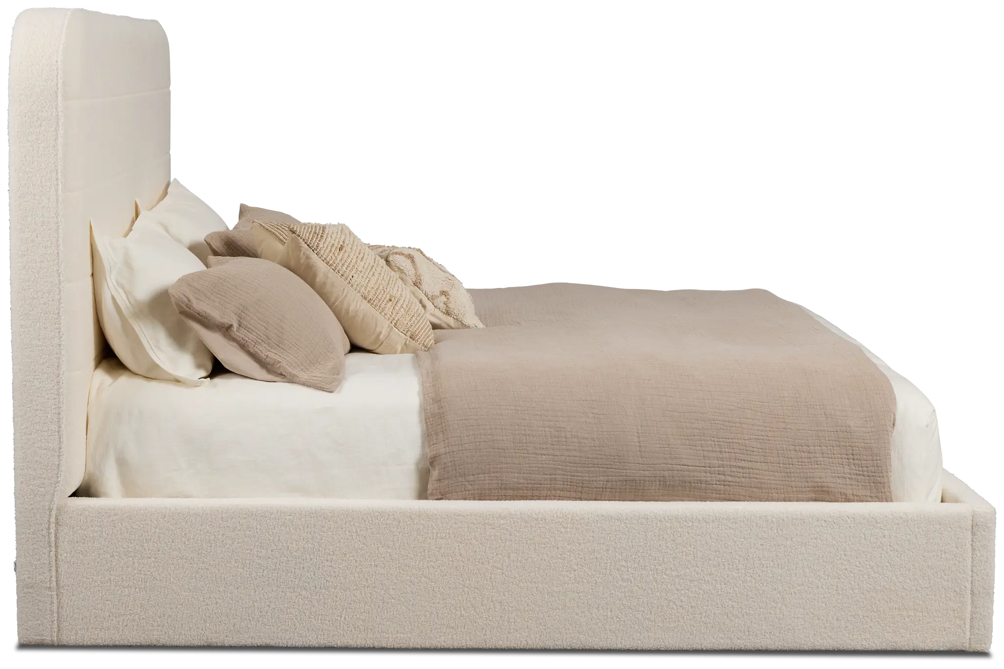 Lyndie Beige Upholstered Platform Bed Lyndie Beige Upholstered Platform Bed