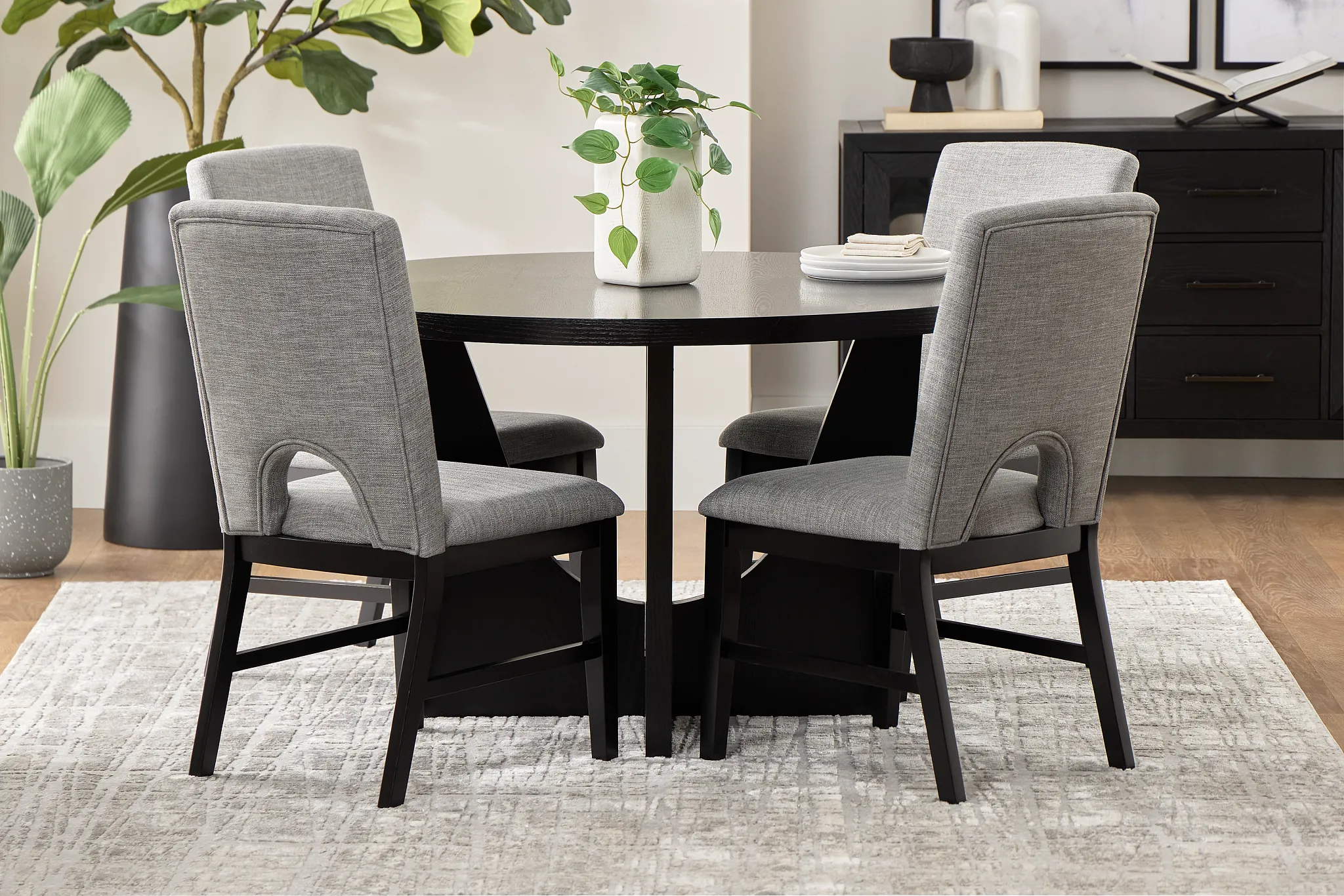 Oxford Gray Curved Upholstered Side Chair