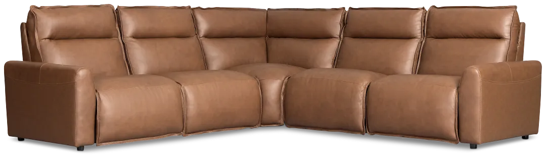 Edison Dark Brown Lthr/vinyl Small Dual Power Reclining Two-arm Sectional