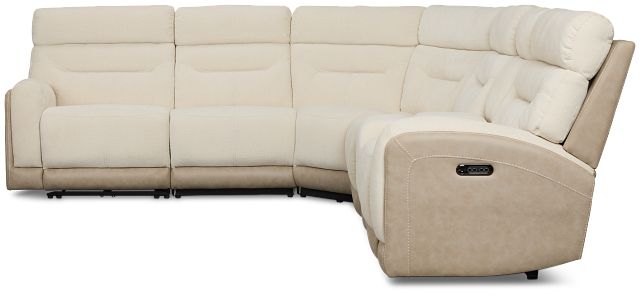 Travis Light Beige Fabric Medium Dual Power 2-arm Reclining Sectional