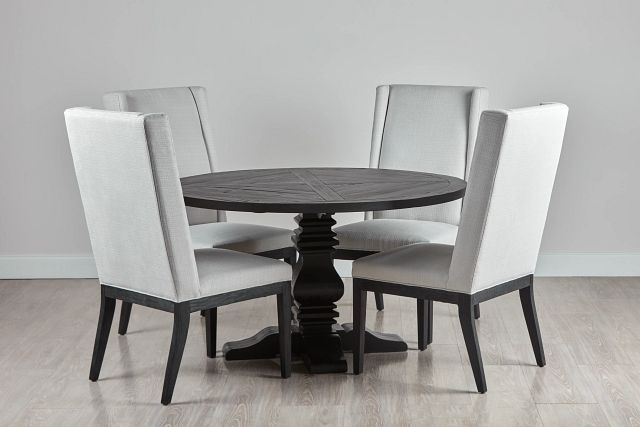 Hadlow Black 54" Table & 4 Upholstered Chairs (0)