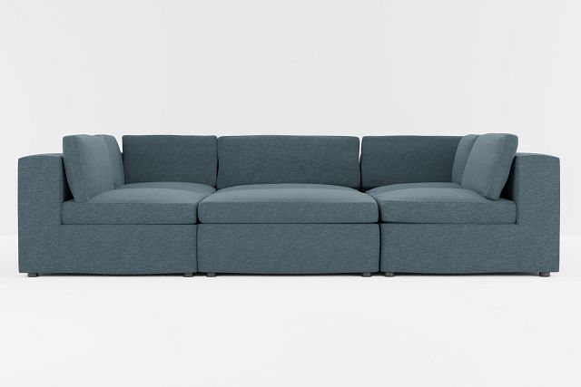 Destin Elevation Dark Blue Fabric 6-piece Pit Sectional