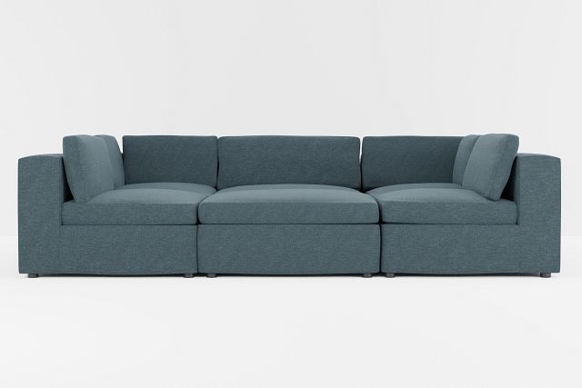 Destin Elevation Dark Blue Fabric 6-piece Pit Sectional