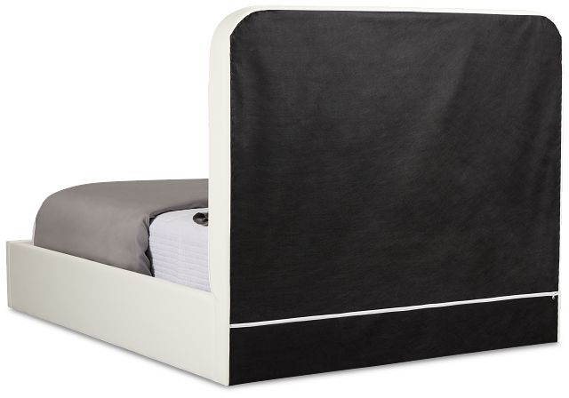 Doral White Curved Upholstered Platform Bed