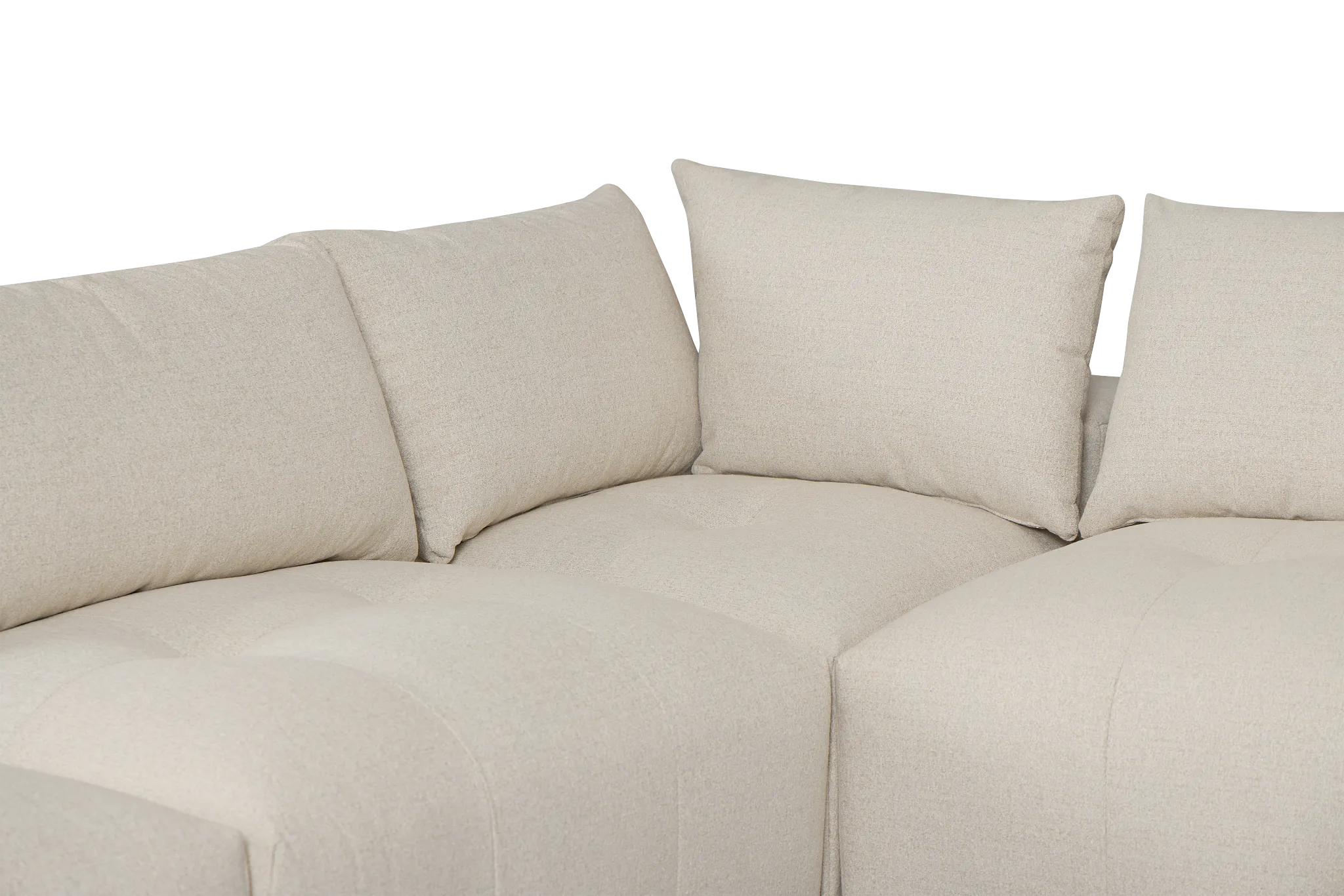 Remi Light Beige Fabric 6-piece Bumper Sectional With Wood Tray
